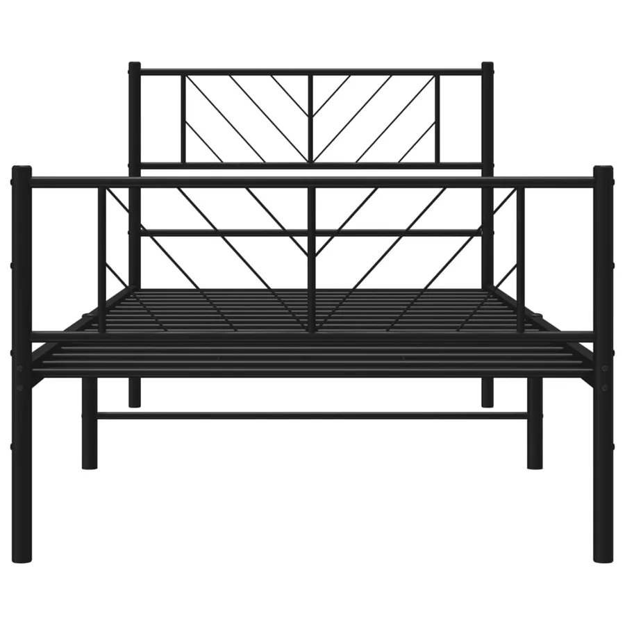 Cadre de lit métal sans matelas avec pied de lit noir 90x200 cm - 5