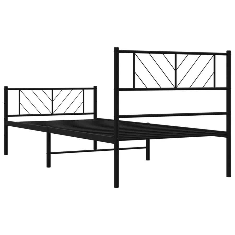 Cadre de lit métal sans matelas avec pied de lit noir 90x200 cm - 7