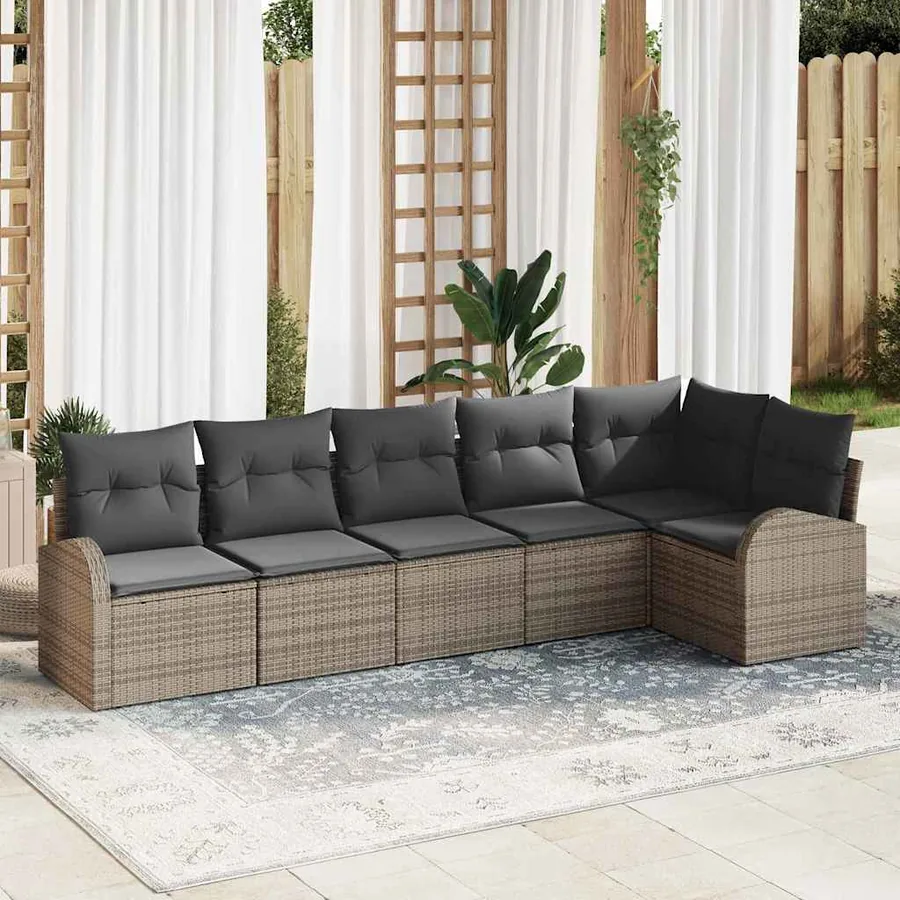 Ensemble de canapé de jardin Gris polyrotin