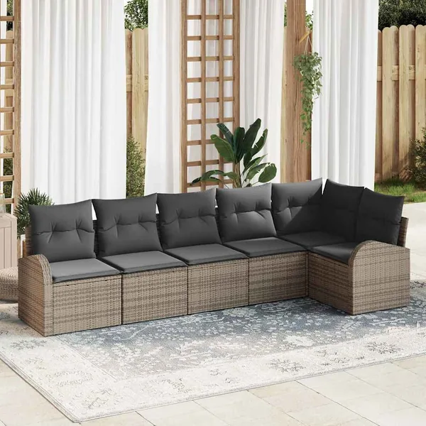 Ensemble de canapé de jardin Gris polyrotin