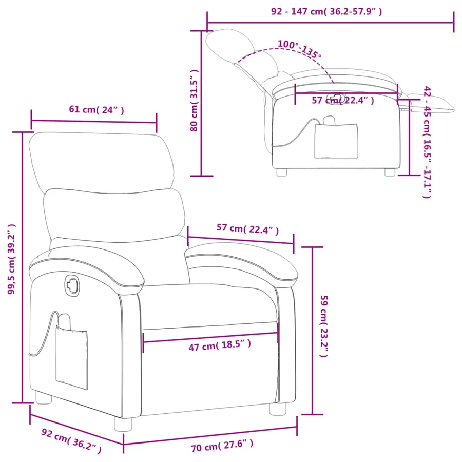 Fauteuil de massage inclinable rouge similicuir - 13
