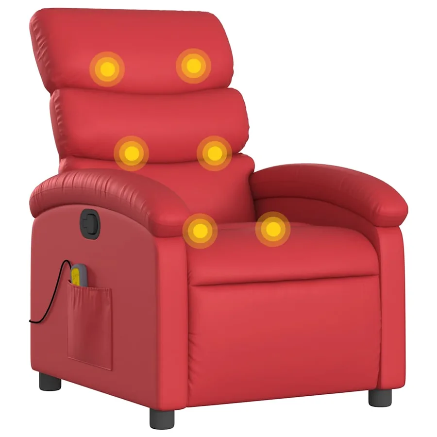Fauteuil de massage inclinable rouge similicuir - 2