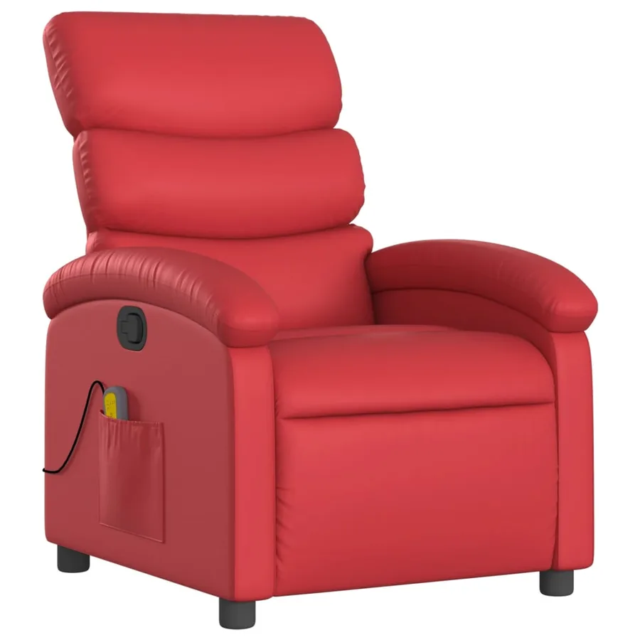 Fauteuil de massage inclinable rouge similicuir - 3