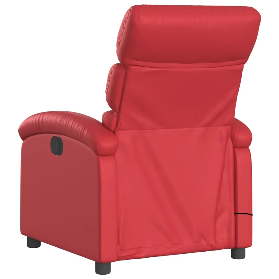 Fauteuil de massage inclinable rouge similicuir - 6