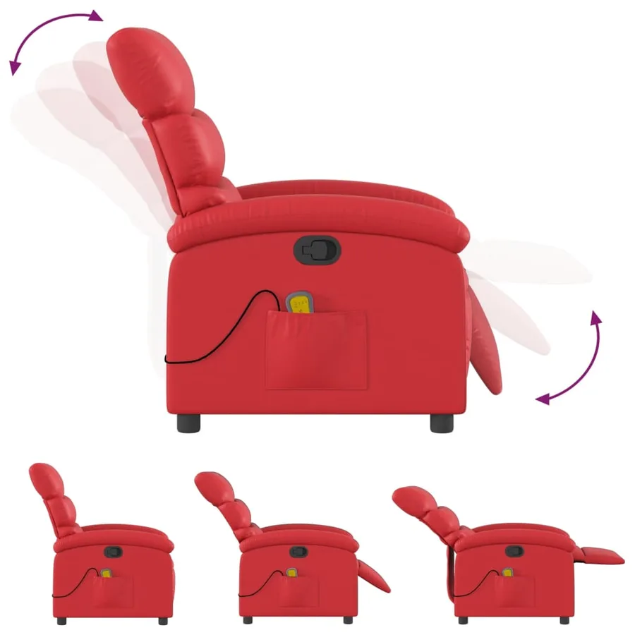 Fauteuil de massage inclinable rouge similicuir - 7