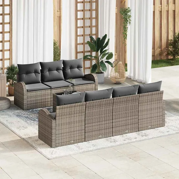 Ensemble de canapé de jardin Gris 55 x 55 x 37 cm polyrotin