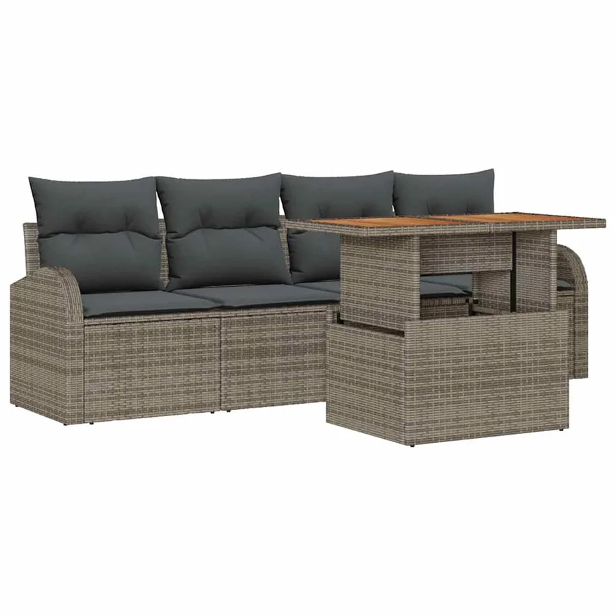 Ensemble de canapé de jardin 5 pcs Gris - 2
