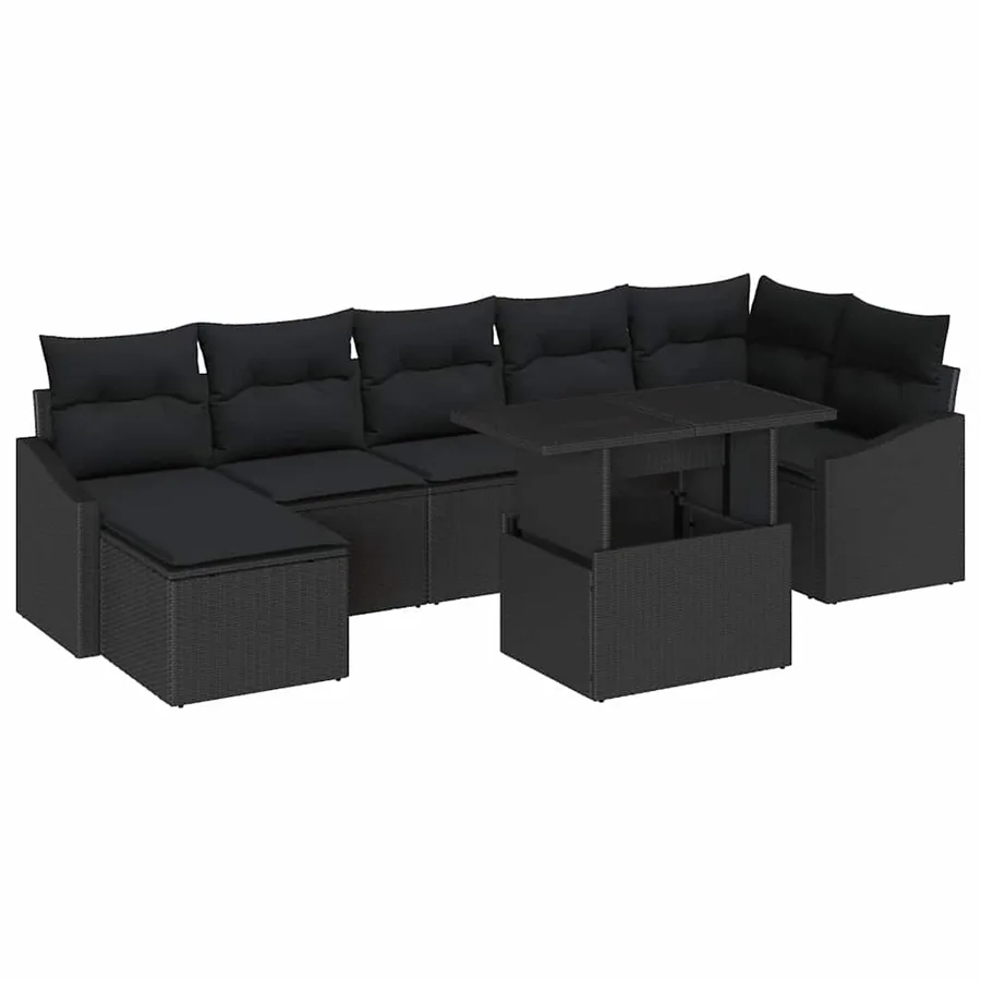 Ensemble de canapé de jardin avec coussin 8 pcs Noir - 2