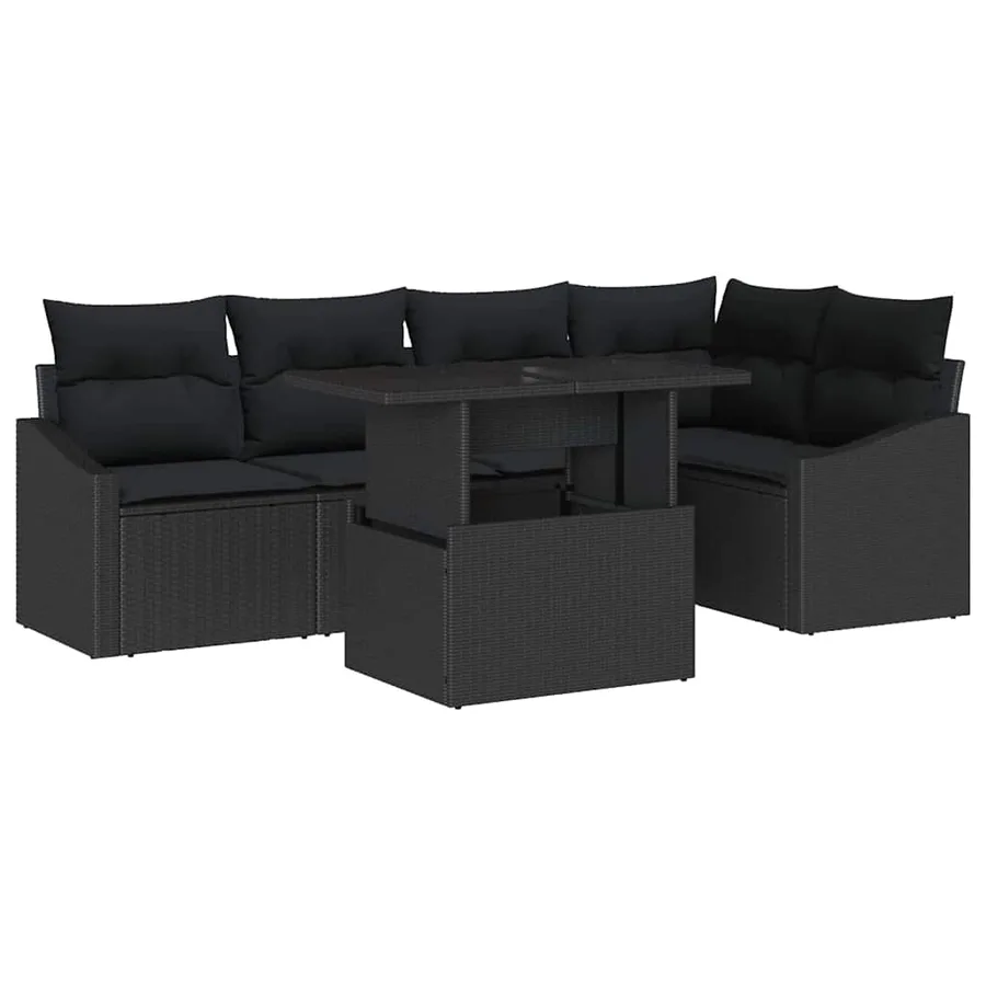 Ensemble de canapé de jardin avec coussin Réglable 6 pcs Noir - 2