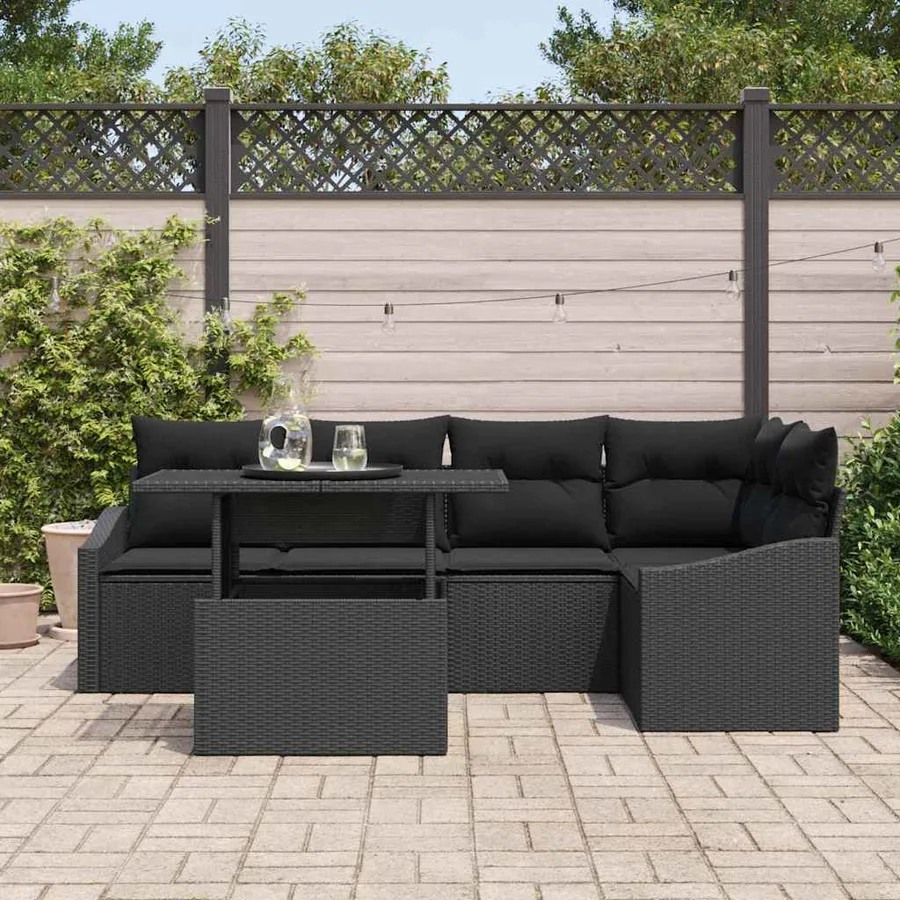 Ensemble de canapé de jardin avec coussin Réglable 6 pcs Noir - 3