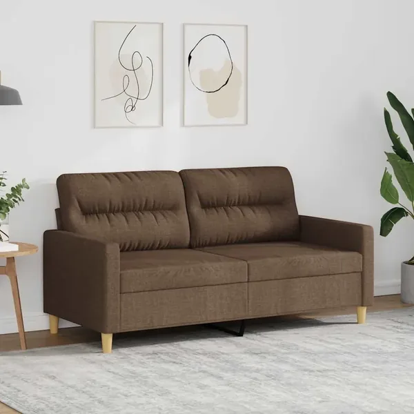 Canapé à 2 places Marron 140 cm Tissu