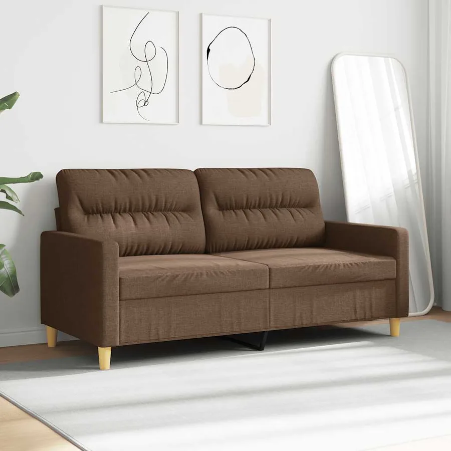 Canapé à 2 places Marron 140 cm Tissu - 3