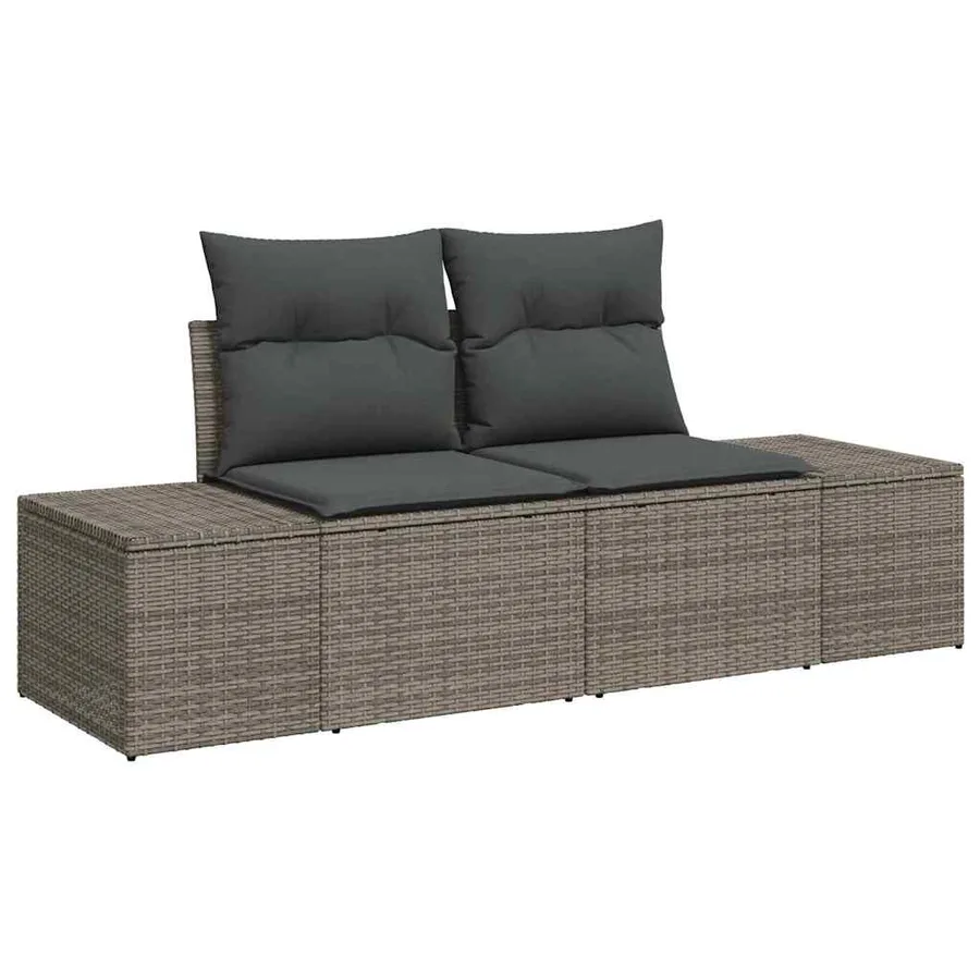 Ensemble de canapé de jardin avec coussin 6 pcs Gris polyrotin - 4