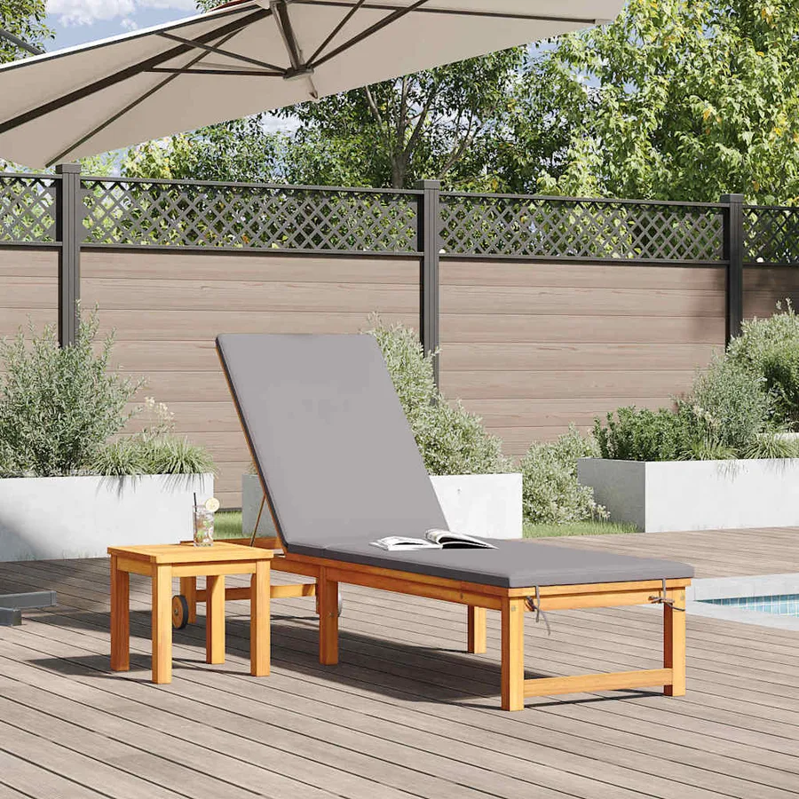 Transat Marron 202 x 53 x 89 cm Bois d'Acacia Massif - 3