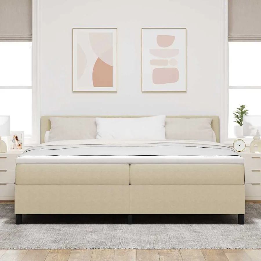 Lit à ressorts Gris clair et blanc 200 x 200 cm - 4