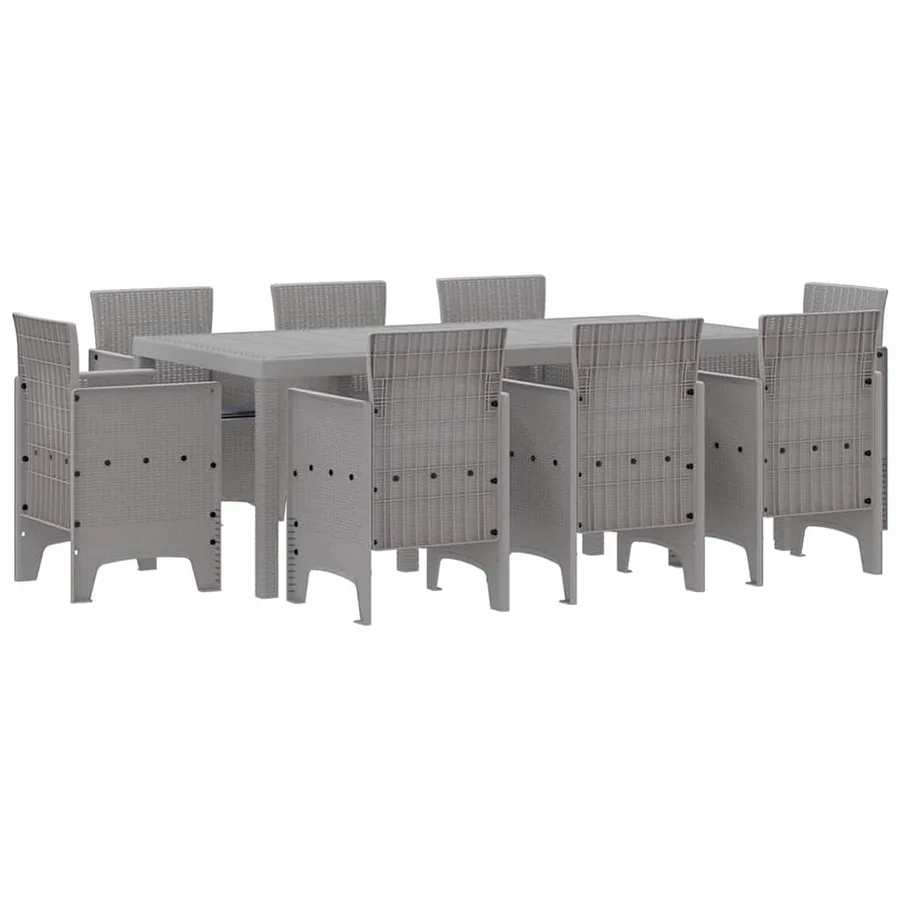 Ensemble de salle à manger pour jardin 9 pcs Gris clair - 2