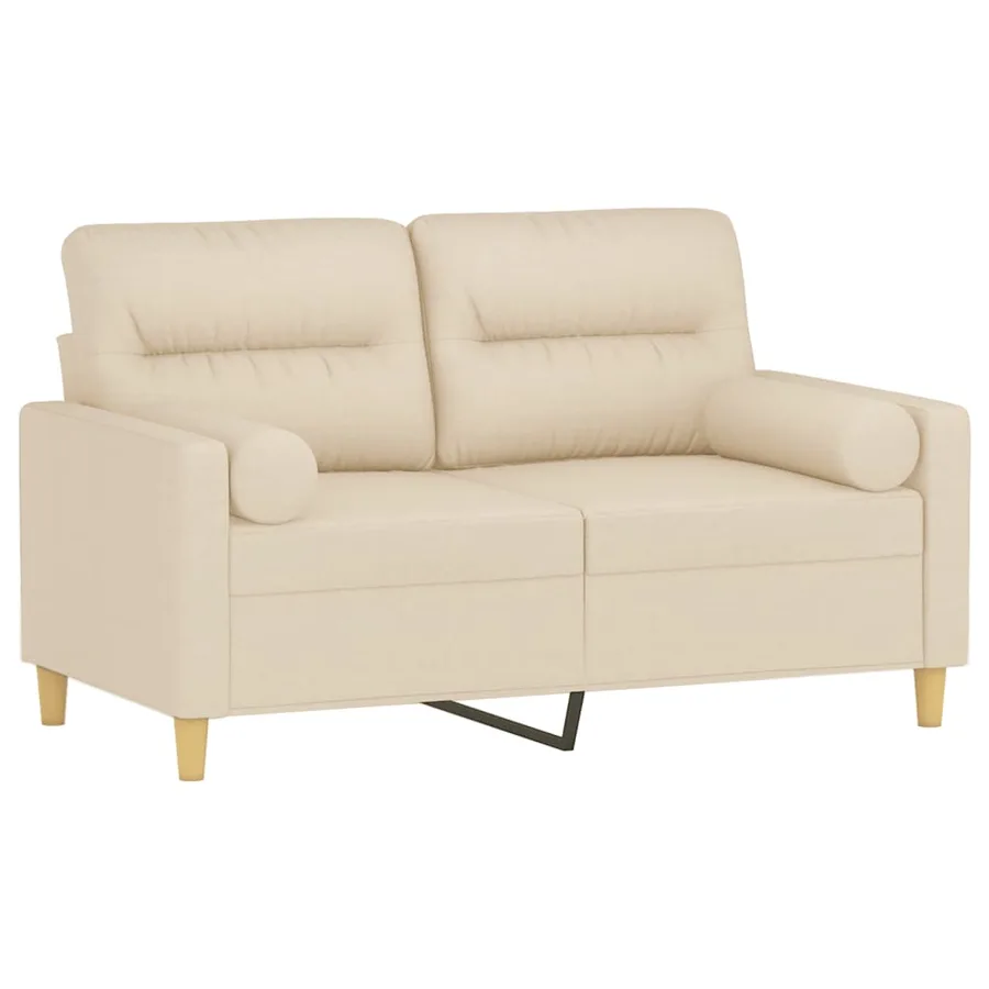 Canapé 2 places avec oreillers décoratifs crème 120 cm tissu - 3