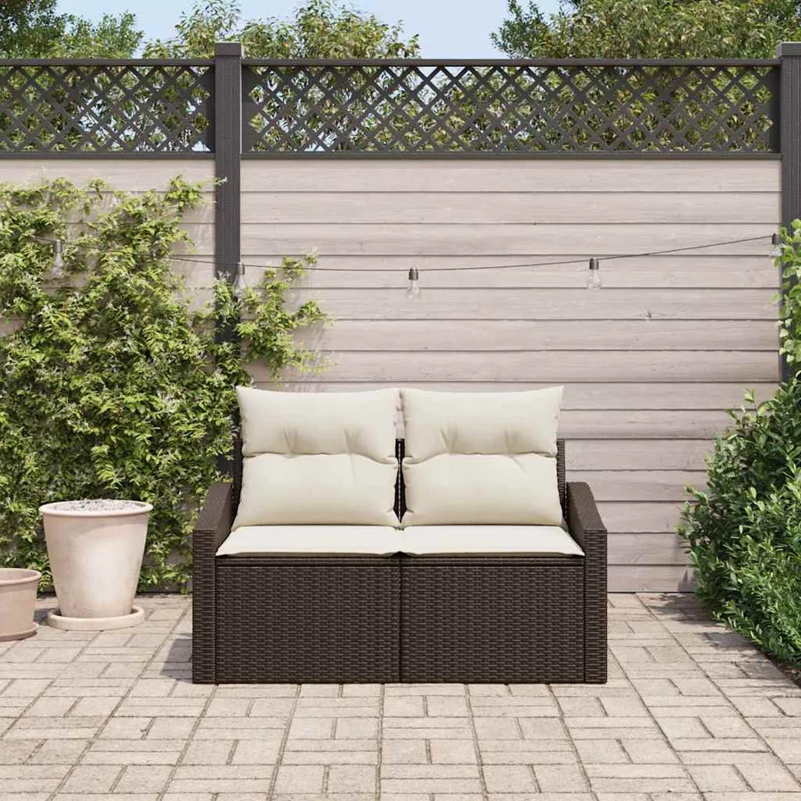 Canapé de jardin avec coussin 123 x 62 x 69 cm polyrotin - 3