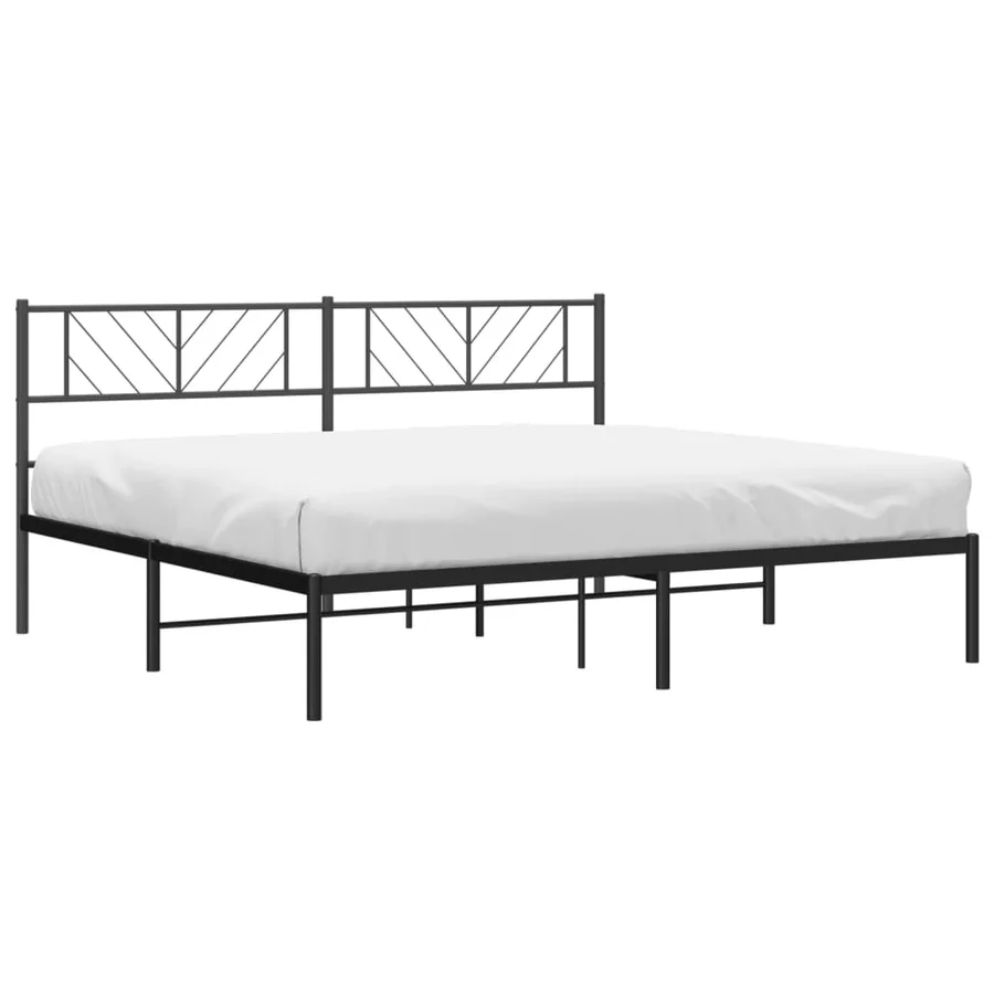 Cadre de lit métal sans matelas avec tête de lit noir 200x200cm - 3