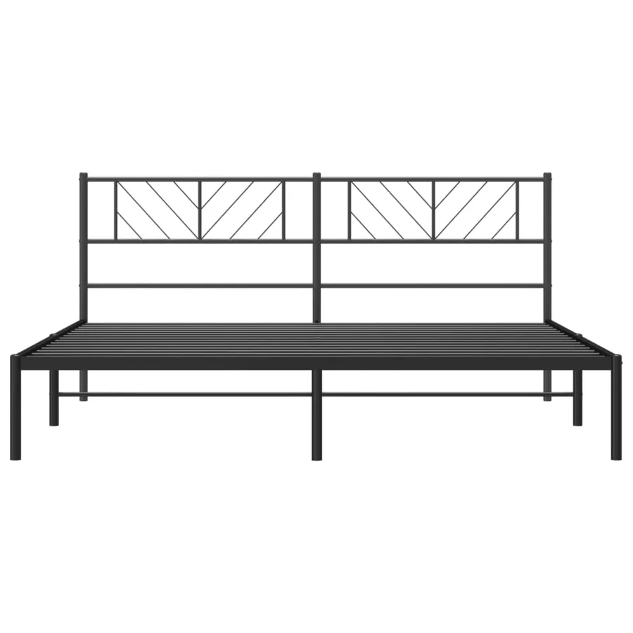 Cadre de lit métal sans matelas avec tête de lit noir 200x200cm - 5