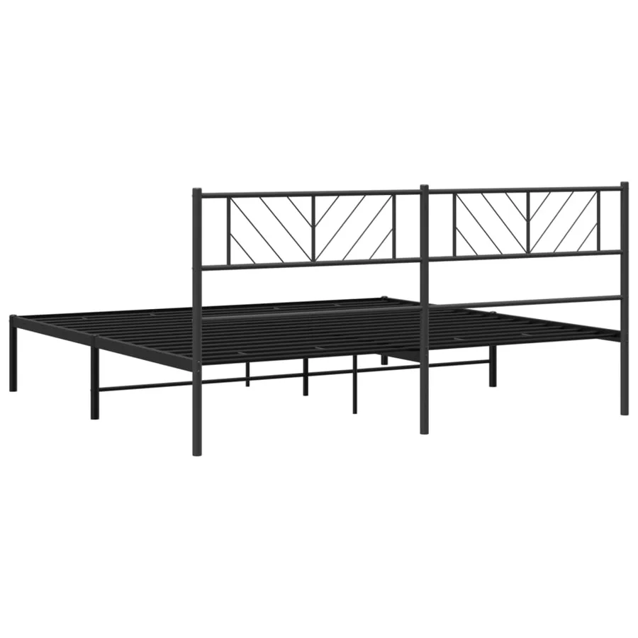 Cadre de lit métal sans matelas avec tête de lit noir 200x200cm - 7