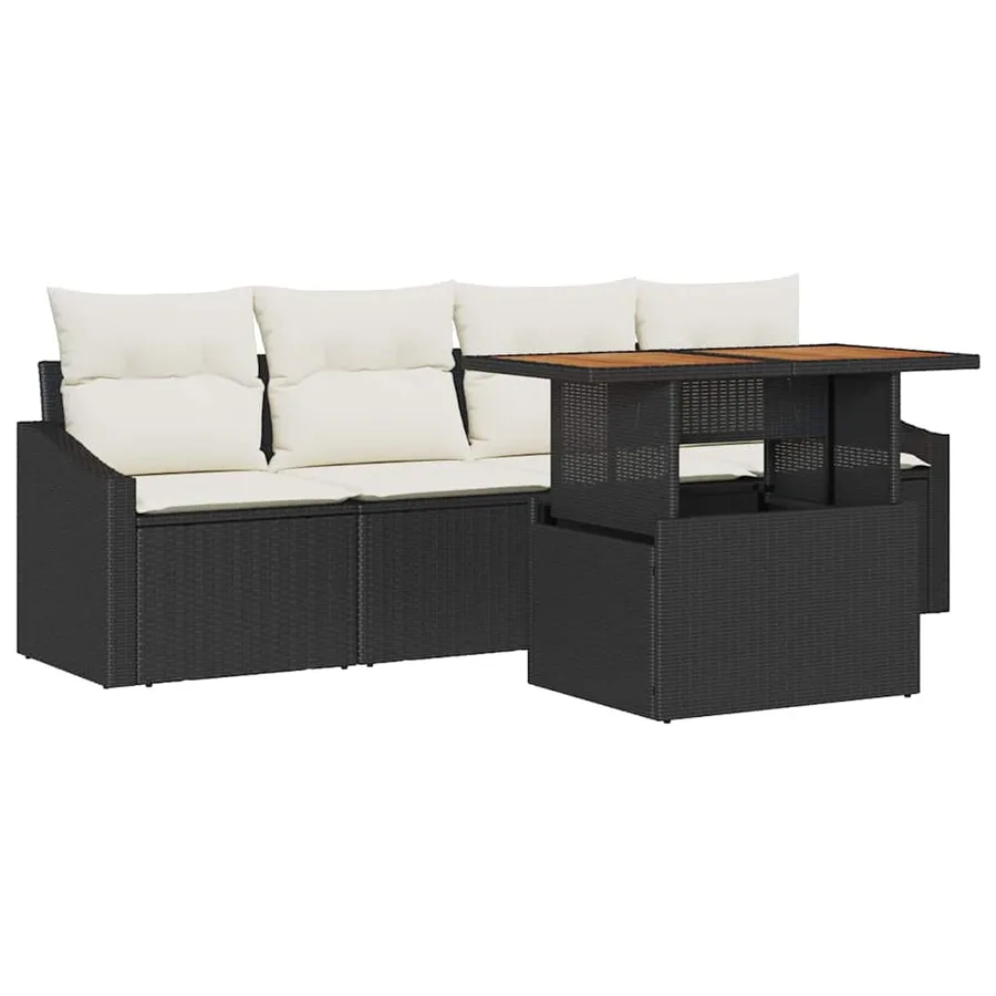 Ensemble de canapé de jardin 5 pcs Noir Poly rotin - 2