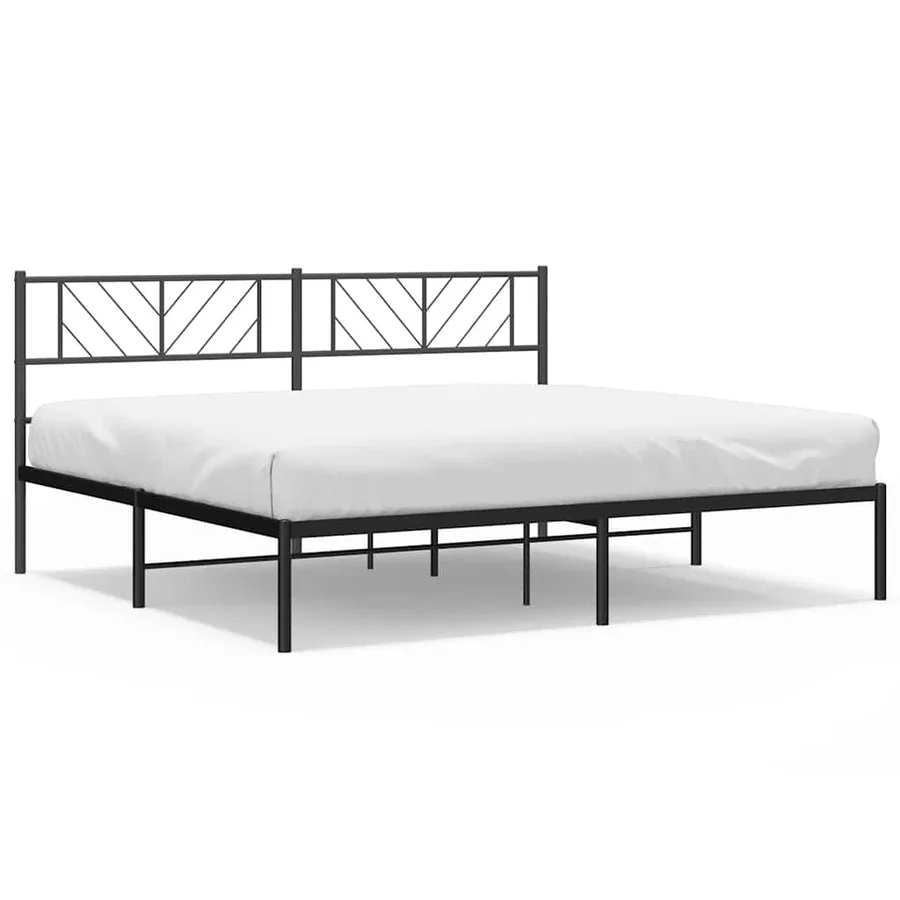 Cadre de lit métal sans matelas avec tête de lit noir 183x213cm - 2