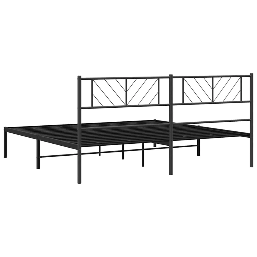 Cadre de lit métal sans matelas avec tête de lit noir 183x213cm - 8