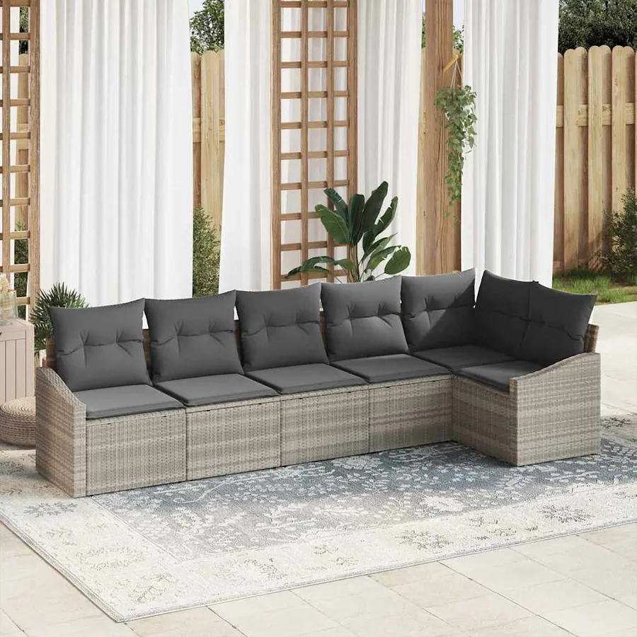 Ensemble de canapé de jardin 6 pcs Gris clair polyrotin