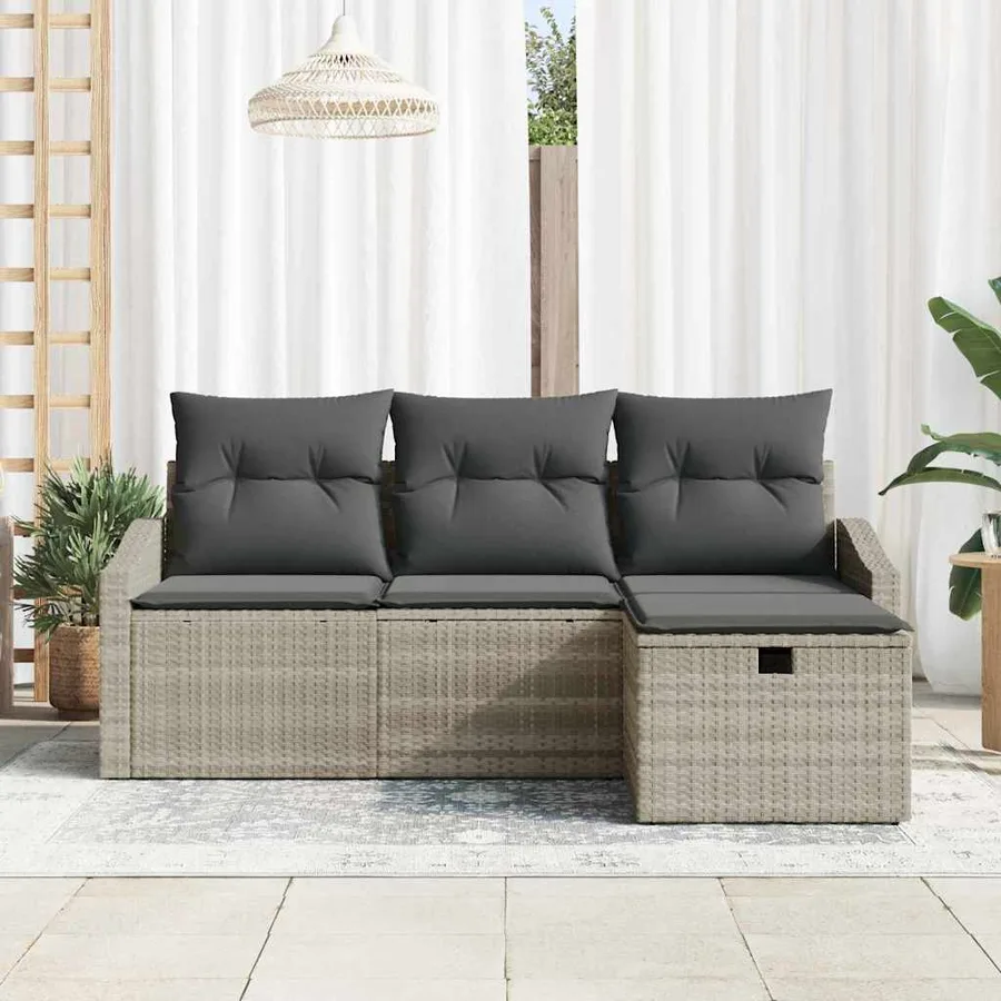 Ensemble de Canapés avec coussin 4 pcs polyrotin - 3