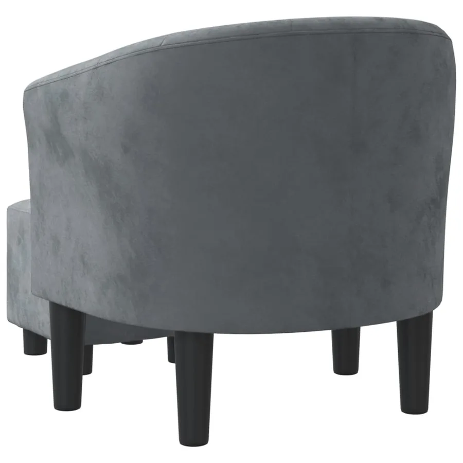 Fauteuil avec repose-pied gris foncé velours - 5
