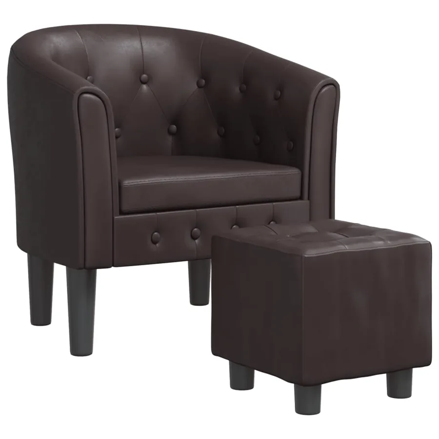 Chaise cabriolet avec repose-pied marron similicuir - 2