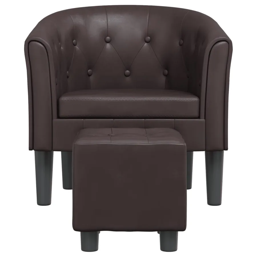 Chaise cabriolet avec repose-pied marron similicuir - 3