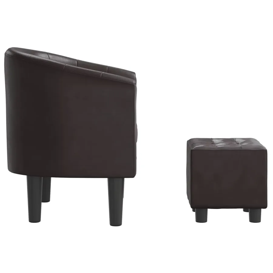 Chaise cabriolet avec repose-pied marron similicuir - 4