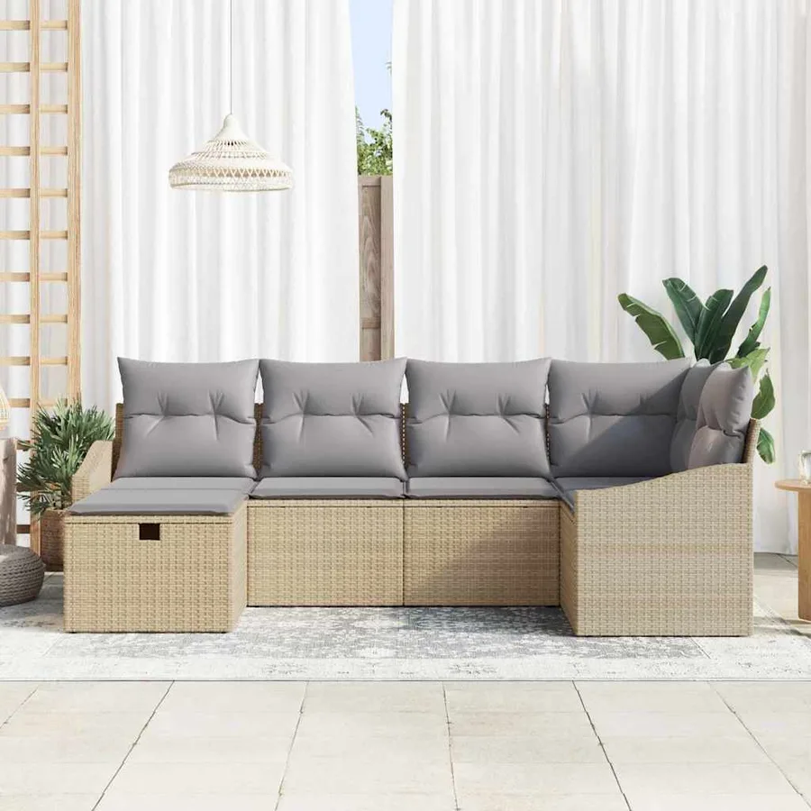 Ensemble de Canapés avec coussin 6 pcs polyrotin - 3
