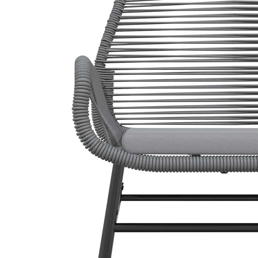 Ensemble à manger jardin coussins 5 pcs gris poly rotin verre - 8