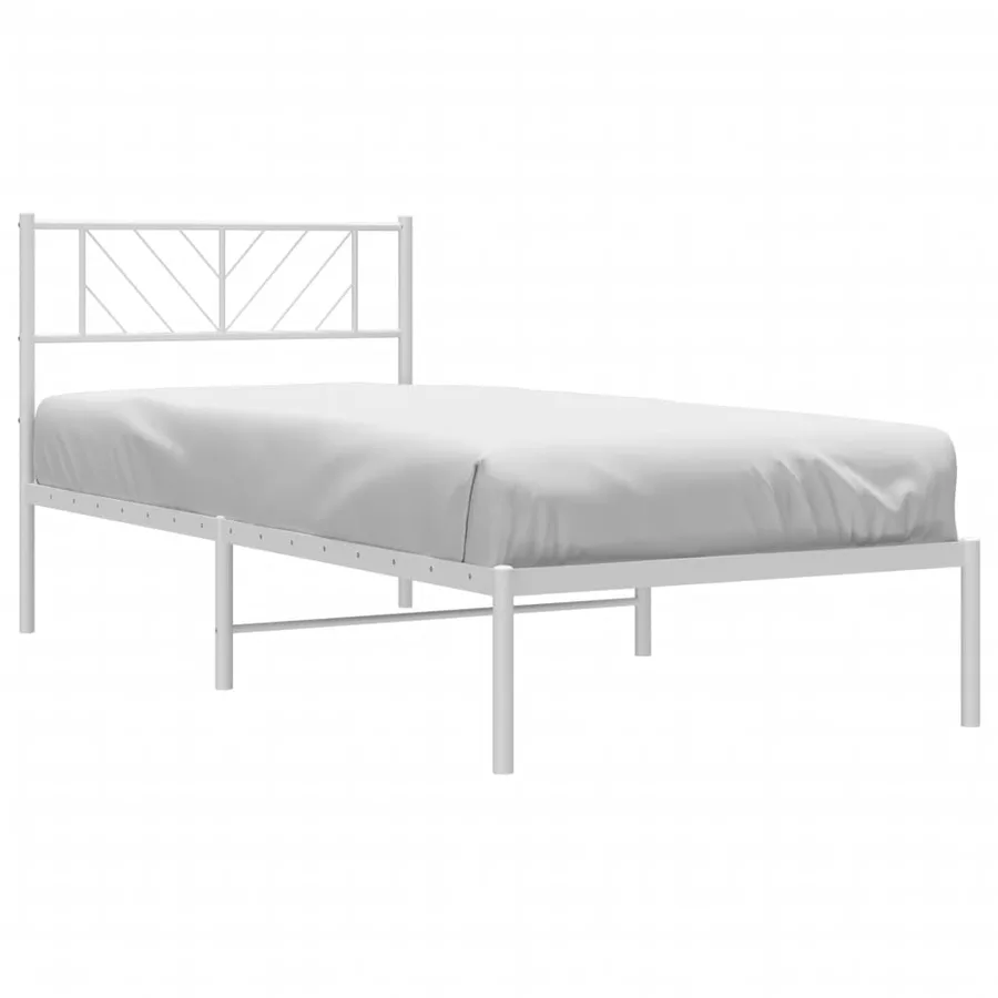 Cadre de lit métal sans matelas avec tête de lit blanc 90x200cm - 3