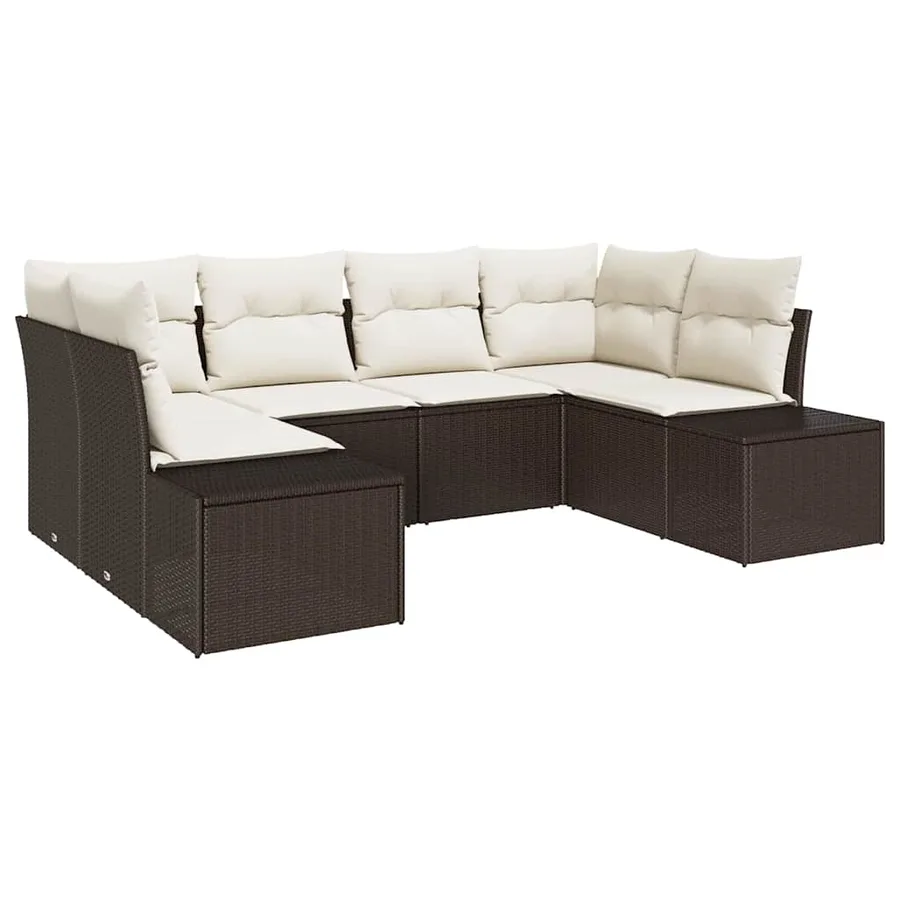 Ensemble de canapé de jardin 6 pcs Marron polyrotin - 2