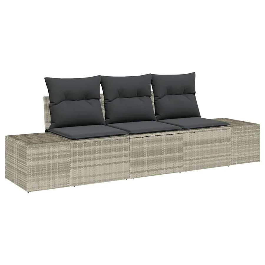 Ensemble de Canapés avec coussin 3 pcs Gris clair polyrotin - 2
