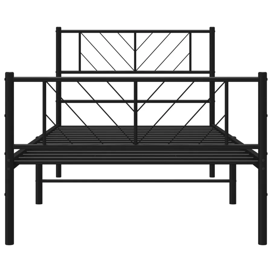 Cadre de lit métal sans matelas et pied de lit noir 100x200 cm - 5