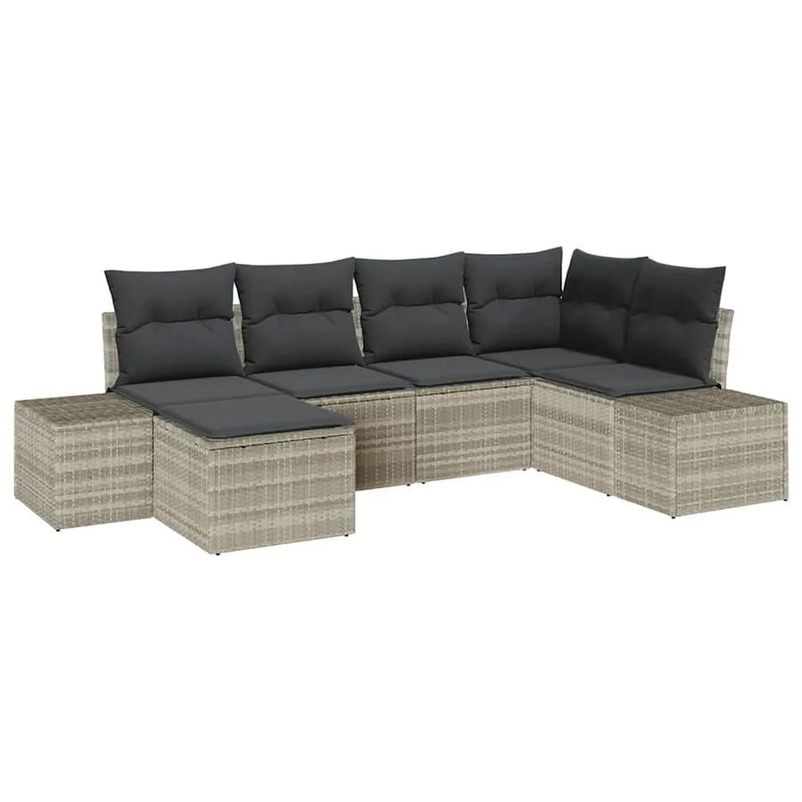 Ensemble de canapé de jardin 6 pcs Gris clair polyrotin - 2
