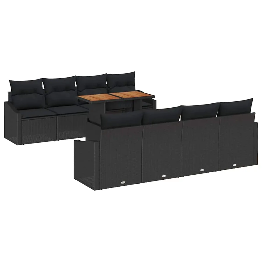 Ensemble de canapé de jardin 9 pc Noir et Marron - 2