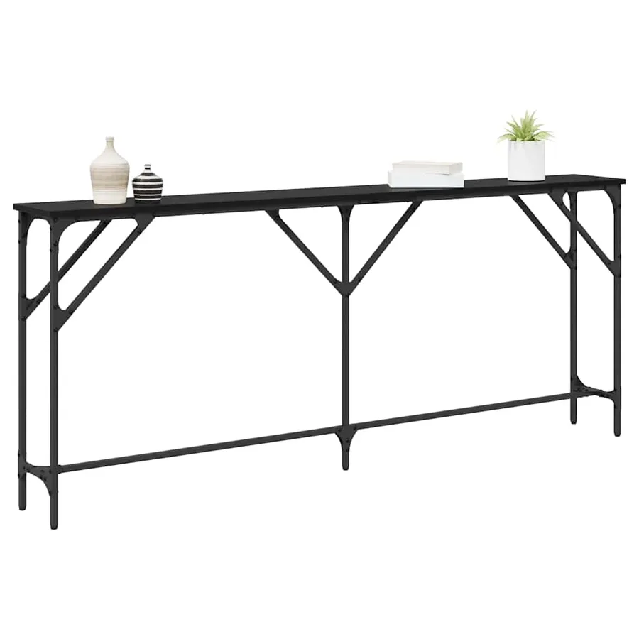 Table console Chêne noir 180 x 23 x 75 cm - 3
