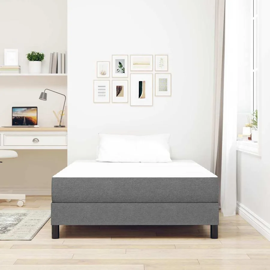 Matelas de Lit avec matelas Gris clair 120 x 190 cm tissu - 3