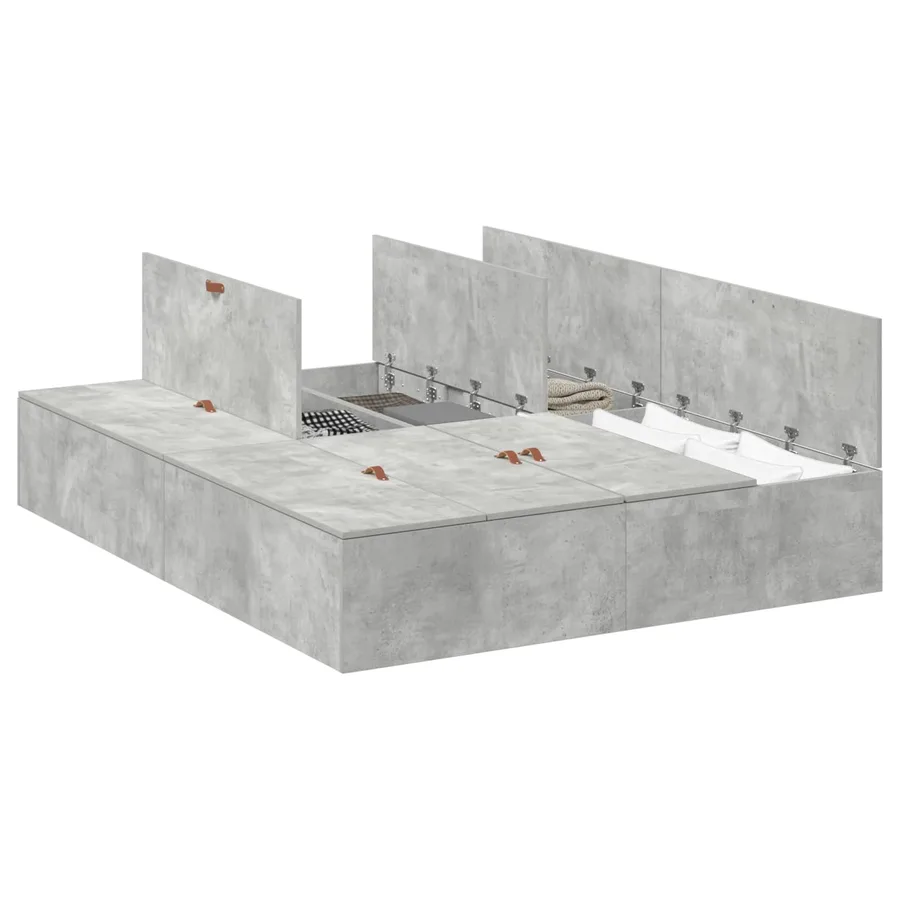 Cadre de lit avec rangement Gris béton 140 x 190 cm - 2