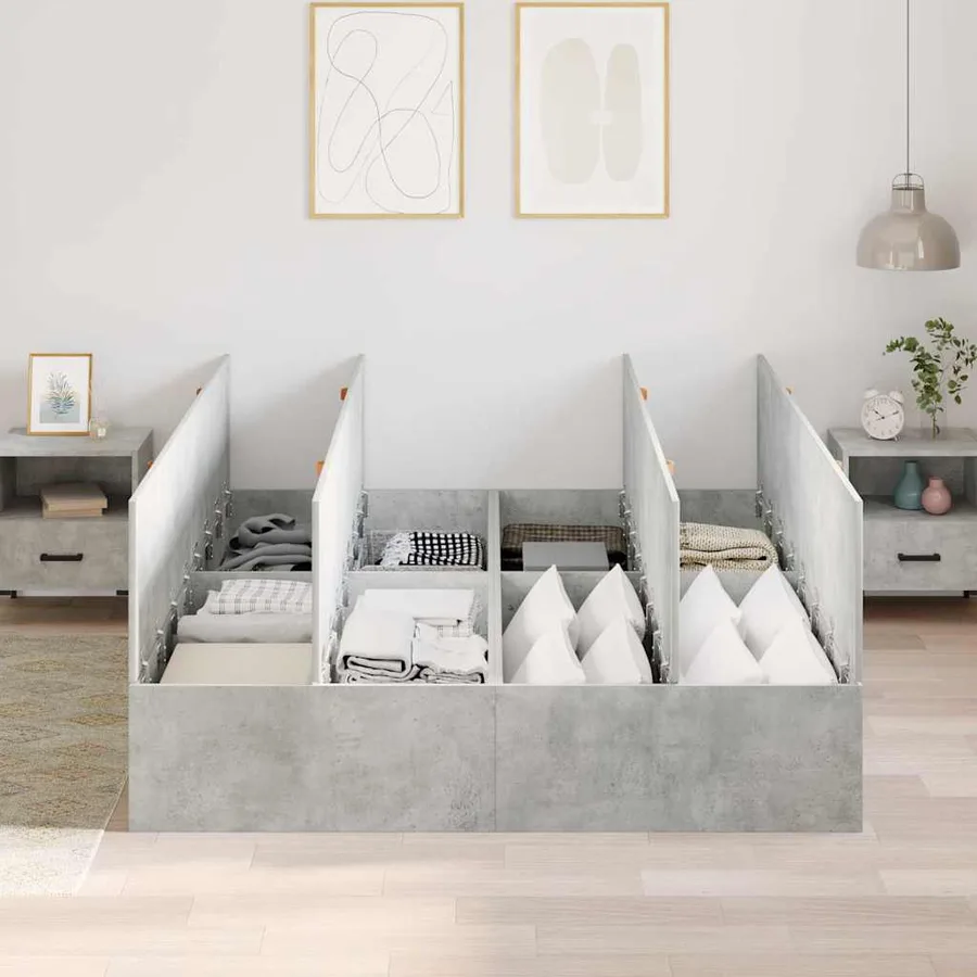 Cadre de lit avec rangement Gris béton 140 x 190 cm - 3