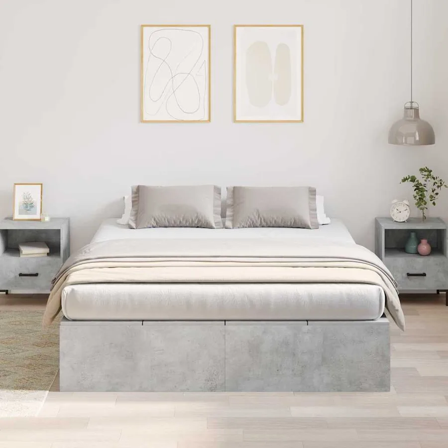Cadre de lit avec rangement Gris béton 140 x 190 cm - 4
