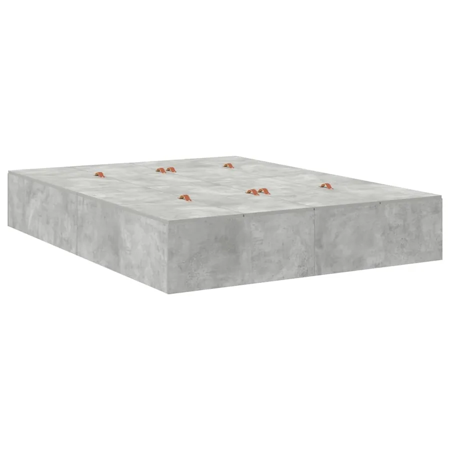 Cadre de lit avec rangement Gris béton 140 x 190 cm - 5