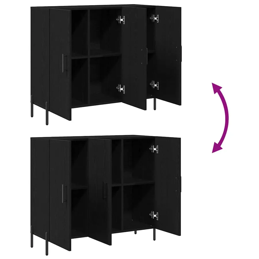 Buffet Chêne noir 90 x 34 x 80 cm Bois d'ingénierie - 11