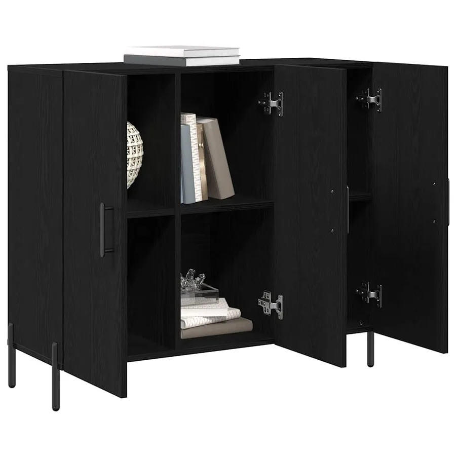 Buffet Chêne noir 90 x 34 x 80 cm Bois d'ingénierie - 3